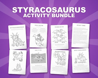 Styracosaurus Dinosaur Activity Bundle | Coloring Pages, Worksheets, Facts (PDF)
