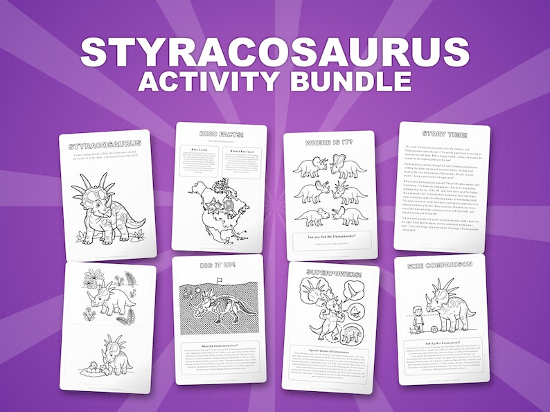 スティラコサウルス恐竜アクティビティセット｜ぬりえ、ワークシート、豆知識（PDF） 画像 1