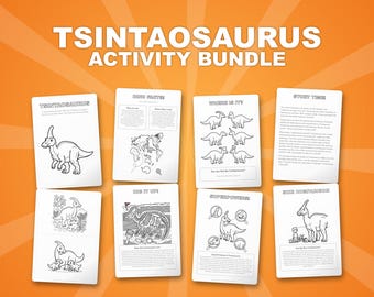 ツィンタオサウルス恐竜アクティビティセット｜ぬりえ、ワークシート、豆知識（PDF）
