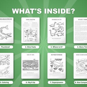 モササウルス恐竜アクティビティセット｜ぬりえ、ワークシート、豆知識（PDF） 画像 2