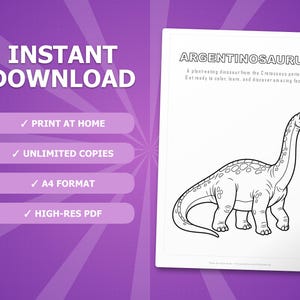 Argentinosaurus Dinosaurier Aktivität Bündel | Ausmalbilder, Arbeitsblätter, Fakten (PDF Download) Bild 4