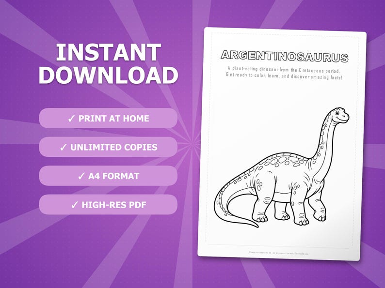 Argentinosaurus Dinosaurier Aktivität Bündel | Ausmalbilder, Arbeitsblätter, Fakten (PDF Download) Bild 4