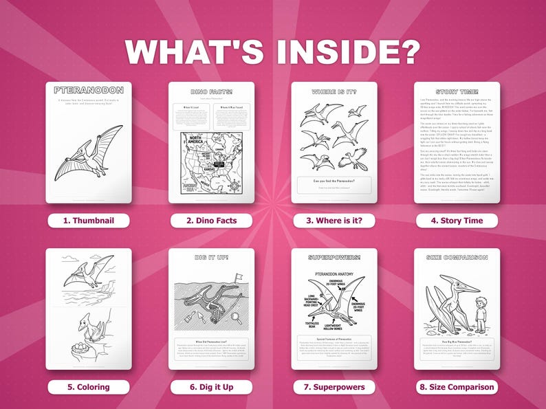 Pteranodon Dinosaur Activity Bundle | Coloring Pages, Worksheets, Facts (PDF Download) image 2