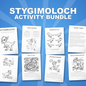 Stygimoloch Dinosaur Activity Bundle | Printable Coloring Pages, Worksheets (PDF) image 1