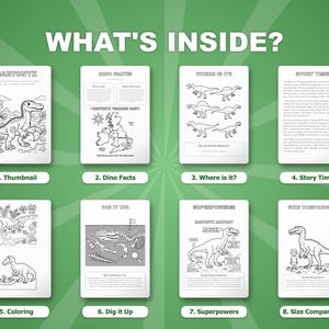 Paquete de actividades sobre el dinosaurio Baryonyx / Páginas para colorear, hojas de trabajo, datos interesantes (descarga en PDF) imagen 2