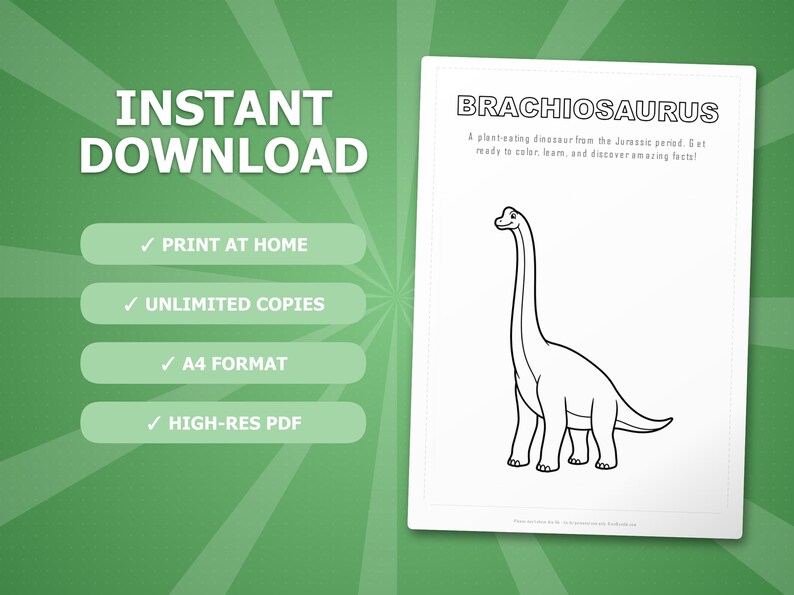 Activiteitenbundel brachiosaurus-dinosaurus | Kleurplaten, werkbladen, feiten (pdf-download) afbeelding 4