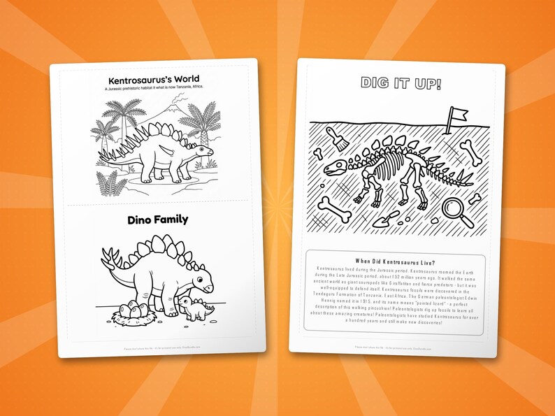 Kentrosaurus Dinosaur Activity Bundle | Printable Coloring Pages, Worksheets & Facts for Kids | Preschool Homeschool | Instant PDF image 7