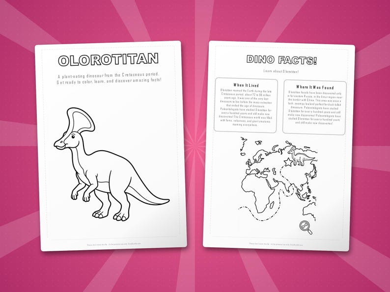 Olorotitan Dinosaur Activity Bundle | Coloring Pages, Worksheets, Facts (PDF Download) image 5