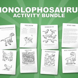 Monolophosaurus Dinosaur Activity Bundle | Coloring Pages, Worksheets, Facts (PDF) image 1