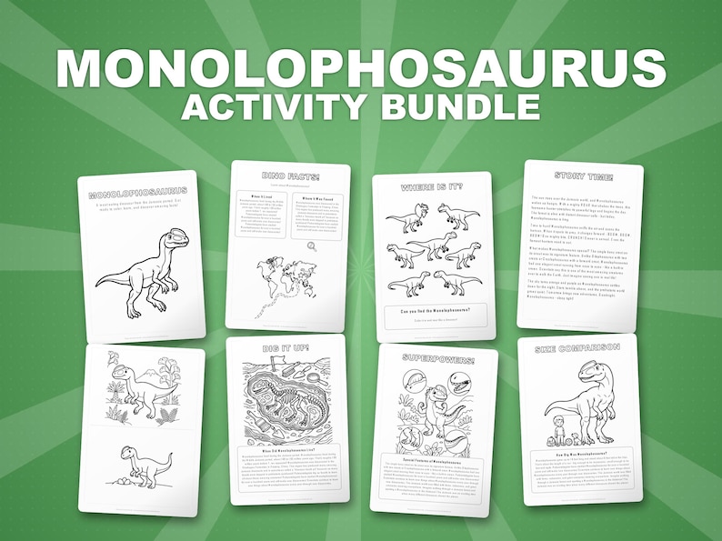 Monolophosaurus Dinosaur Activity Bundle | Coloring Pages, Worksheets, Facts (PDF) image 1