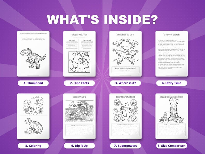 Carcharodontosaurus Dinosaur Activity Bundle | Coloring Pages, Worksheets, Facts (PDF) image 2