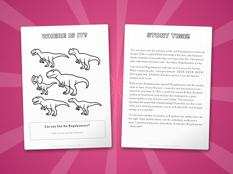 Megalosaurus Dinosaur Activity Bundle | Printable Coloring Pages, Worksheets & Facts for Kids | Preschool Homeschool | Instant PDF image 6