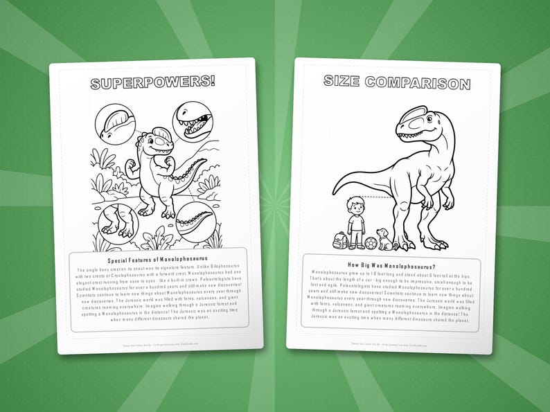 Monolophosaurus Dinosaur Activity Bundle | Coloring Pages, Worksheets, Facts (PDF) image 8