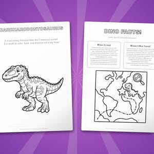 Carcharodontosaurus Dinosaur Activity Bundle | Coloring Pages, Worksheets, Facts (PDF) image 5