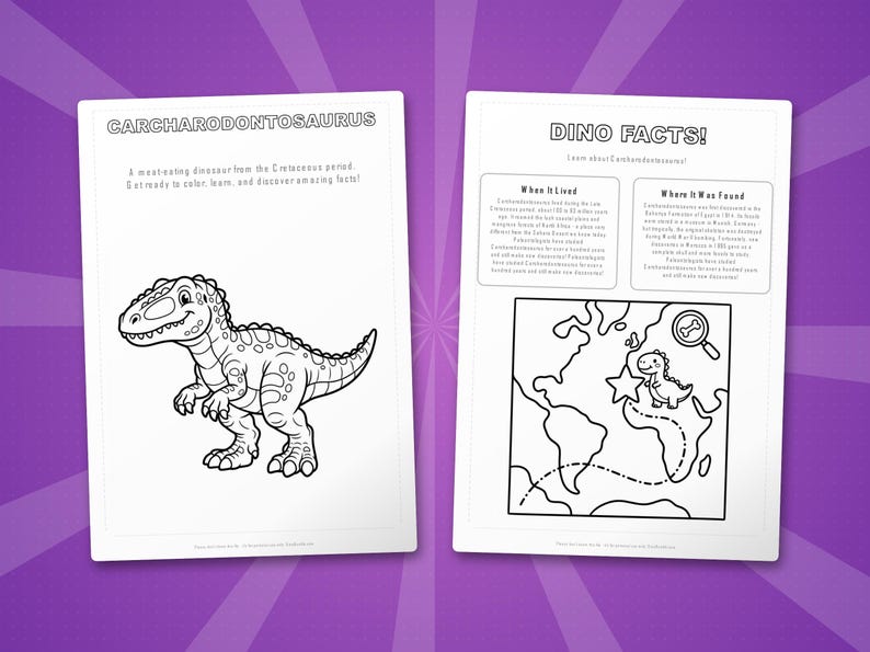 Carcharodontosaurus Dinosaur Activity Bundle | Coloring Pages, Worksheets, Facts (PDF) image 5