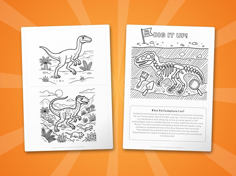 Coelophysis Dinosaur Activity Bundle | Coloring Pages, Worksheets, Facts (PDF Download) image 7