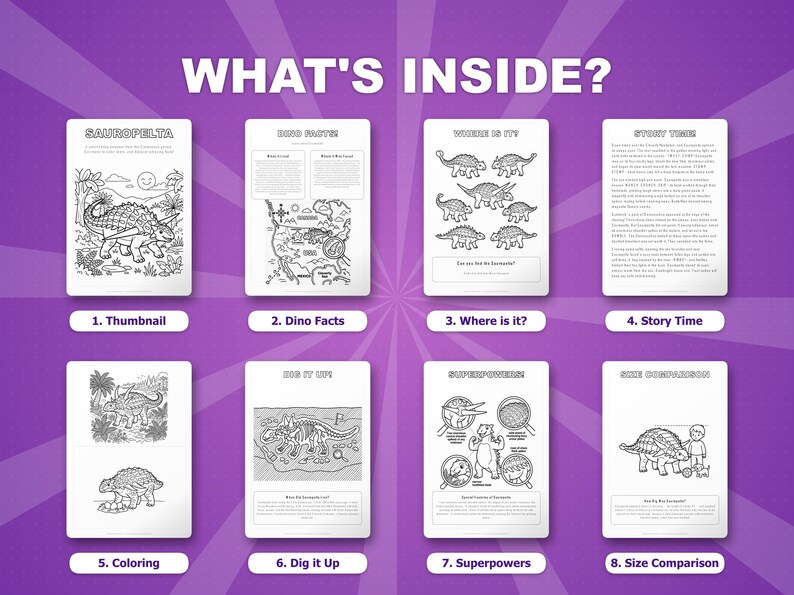 Sauropelta Dinosaur Activity Bundle | Coloring Pages, Worksheets, Facts (PDF Download) image 2