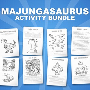 Majungasaurus Dinosaur Activity Bundle | Coloring Pages, Worksheets, Facts (PDF Download) image 1
