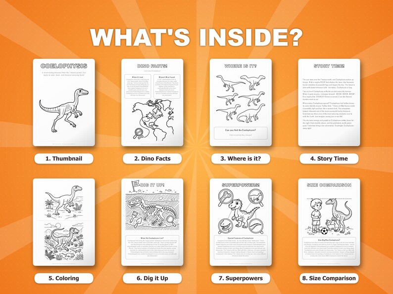 Coelophysis Dinosaur Activity Bundle | Coloring Pages, Worksheets, Facts (PDF Download) image 2