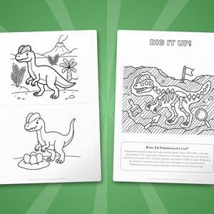 Dilophosaurus Dinosaur Activity Bundle | Coloring Pages, Worksheets, Facts (PDF) image 7
