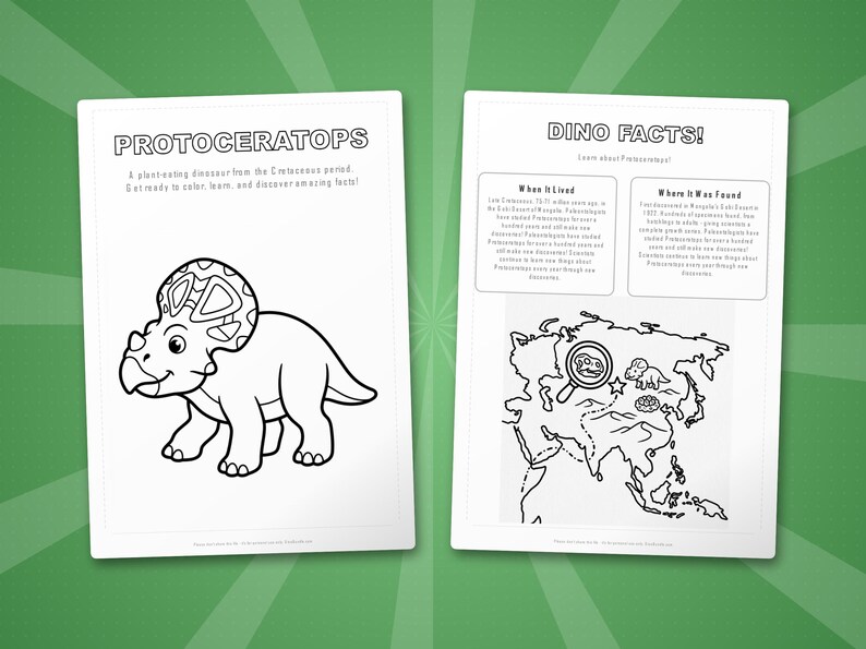 Protoceratops Dinosaur Activity Bundle | Printable Coloring Pages, Worksheets & Facts for Kids | Preschool Homeschool | Instant PDF image 5