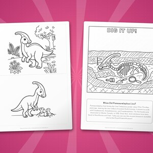 Activiteitenbundel dinosaurus Parasaurolophus | Kleurplaten, werkbladen, feiten (pdf-download) afbeelding 7