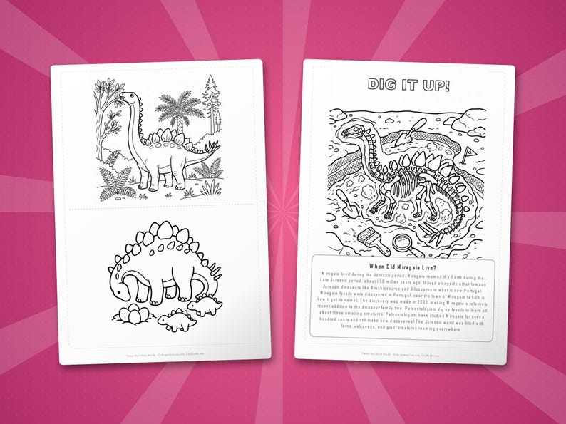 Miragaia Dinosaur Activity Bundle | Printable Coloring Pages, Worksheets & Facts for Kids | Preschool Homeschool | Screen-Free | Instant PDF image 7