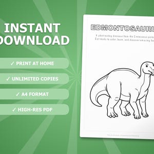 Edmontosaurus Dinosaur Activity Bundle | Coloring Pages, Worksheets, Facts (PDF Download) image 4