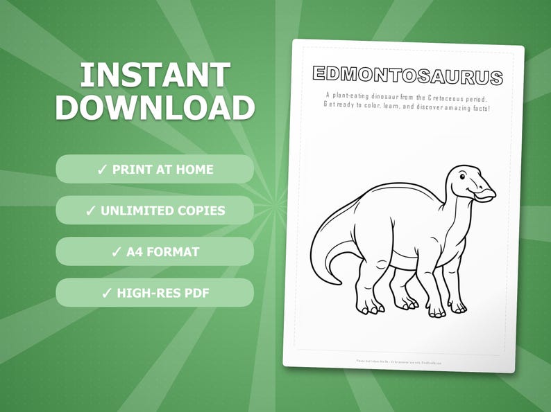 Edmontosaurus Dinosaur Activity Bundle | Coloring Pages, Worksheets, Facts (PDF Download) image 4