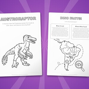 Austroraptor Dinosaur Activity Bundle | Coloring Pages, Worksheets, Facts (PDF) image 5