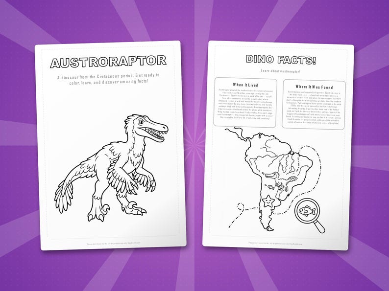 Austroraptor Dinosaur Activity Bundle | Coloring Pages, Worksheets, Facts (PDF) image 5