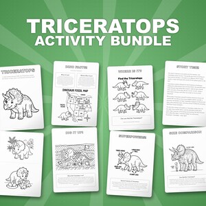 Triceratops Dinosaur Activity Bundle | Coloring Pages, Worksheets, Facts (PDF Download)