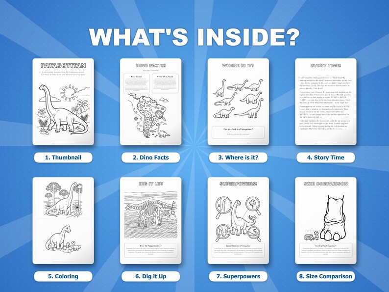 Patagotitan Dinosaur Activity Bundle | Printable Coloring Pages, Worksheets (PDF Download) image 2