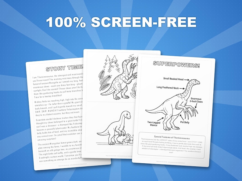 Therizinosaurus Dinosaurier Aktivität Bündel | Vorschule, Ausmalbilder, Arbeitsblätter (PDF) Bild 3