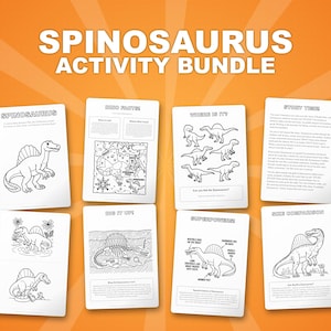 Spinosaurus Dinosaur Activity Bundle | Coloring Pages, Worksheets, Facts (PDF Download) image 1