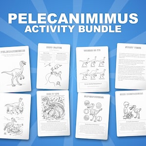 Pelecanimimus Dinosaurier Aktivitäts-Bundle | Ausmalbilder, Arbeitsblätter, Fakten (PDF Download) Bild 1
