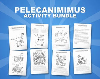 ペリカニミムス恐竜アクティビティセット｜ぬりえ、ワークシート、豆知識（PDFダウンロード）