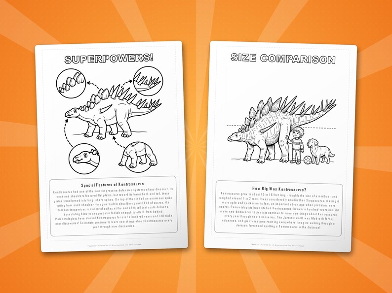 Kentrosaurus Dinosaur Activity Bundle | Printable Coloring Pages, Worksheets & Facts for Kids | Preschool Homeschool | Instant PDF image 8