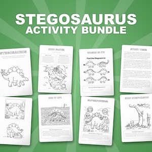 Stegosaurus Dinosaur Activity Bundle | Coloring Pages, Worksheets, Facts (PDF) image 1