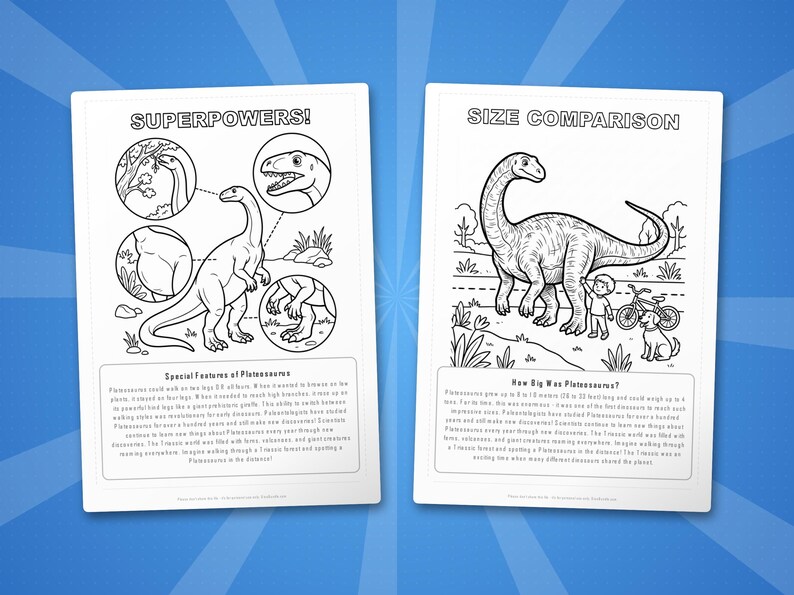 Plateosaurus Dinosaur Activity Bundle | Printable Coloring Pages, Worksheets & Facts for Kids | Preschool Homeschool | Instant PDF image 8