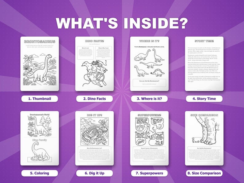Brontosaurus Dinosaur Activity Bundle | Coloring Pages, Worksheets, Facts (PDF Download) image 2