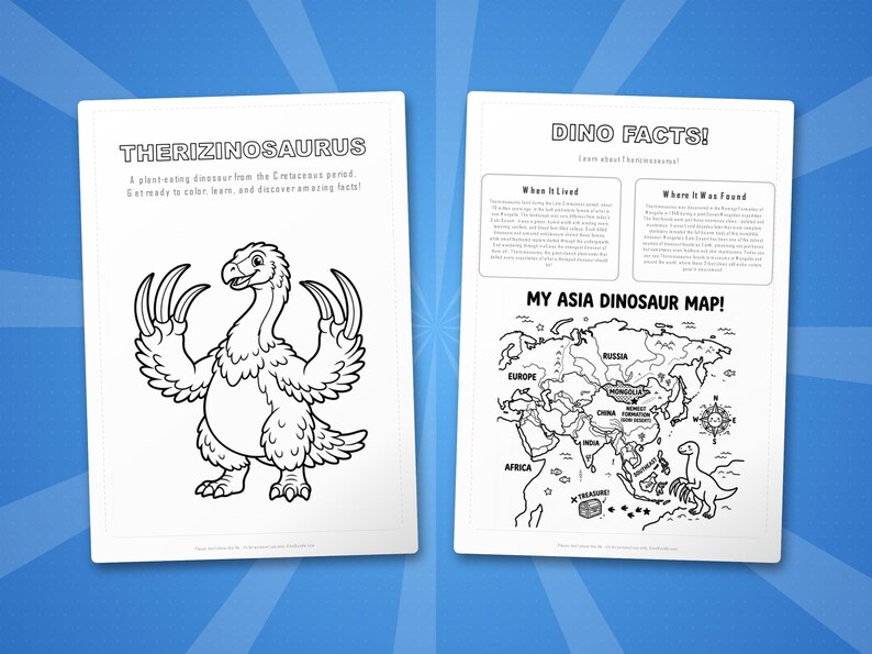 Therizinosaurus Dinosaurier Aktivität Bündel | Vorschule, Ausmalbilder, Arbeitsblätter (PDF) Bild 5
