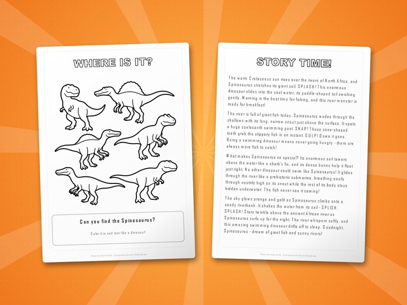 Spinosaurus Dinosaur Activity Bundle | Coloring Pages, Worksheets, Facts (PDF Download) image 6