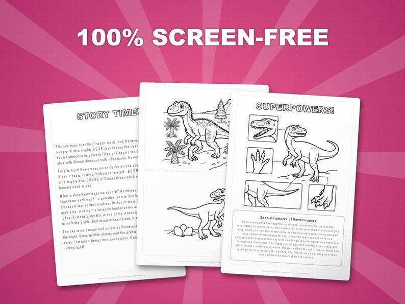 Herrerasaurus Dinosaur Activity Bundle | Coloring Pages, Worksheets, Facts (PDF Download) image 3