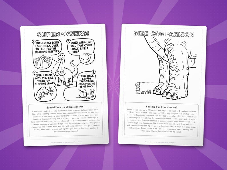 Brontosaurus Dinosaur Activity Bundle | Coloring Pages, Worksheets, Facts (PDF Download) image 8