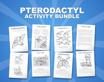 プテロダクティルス アクティビティセット | 恐竜の塗り絵、ワークシート、豆知識 (PDFダウンロード)