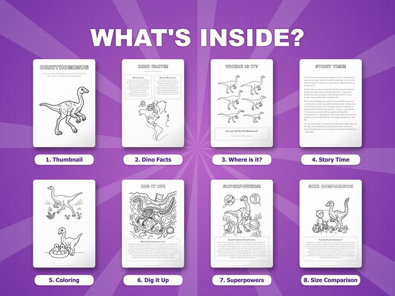 Ornithomimus Dinosaur Activity Bundle | Coloring Pages, Worksheets, Facts (PDF) image 2