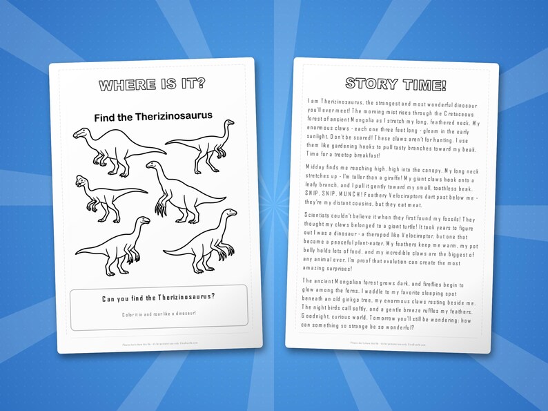Therizinosaurus Dinosaurier Aktivität Bündel | Vorschule, Ausmalbilder, Arbeitsblätter (PDF) Bild 6