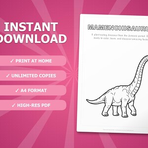 マメンチサウルス恐竜アクティビティセット｜ぬりえ、ワークシート、豆知識（PDF） 画像 4