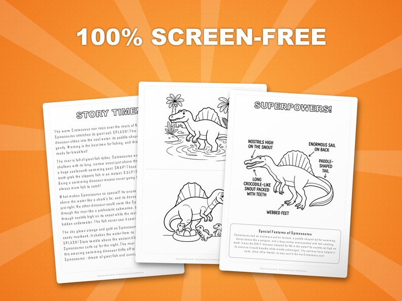 Spinosaurus Dinosaur Activity Bundle | Coloring Pages, Worksheets, Facts (PDF Download) image 3